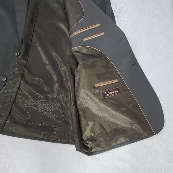 Cianni Celleni men's wool suit 48R olive gray super 110's high twist wool formal - Picture 4 of 16